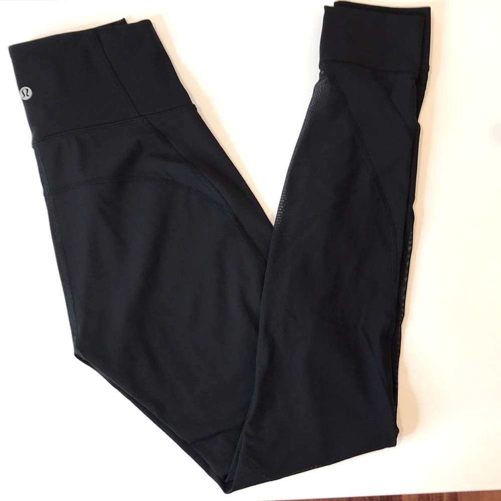 LULULEMON Size 4 Black Mesh Leggings